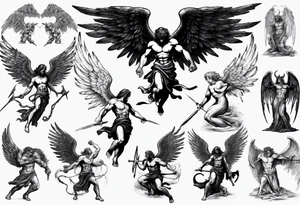 biblical angels 
fighting demons tattoo idea