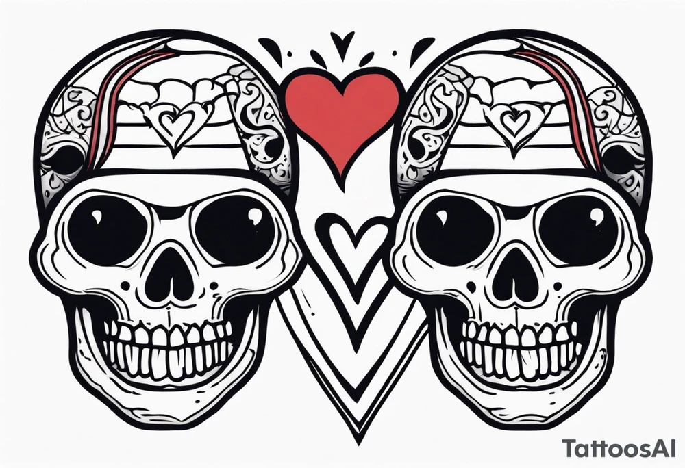Skeleton with heart-shaped eyes tattoo idea