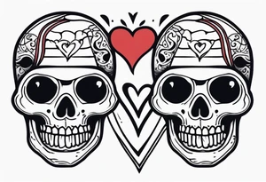 Skeleton with heart-shaped eyes tattoo idea