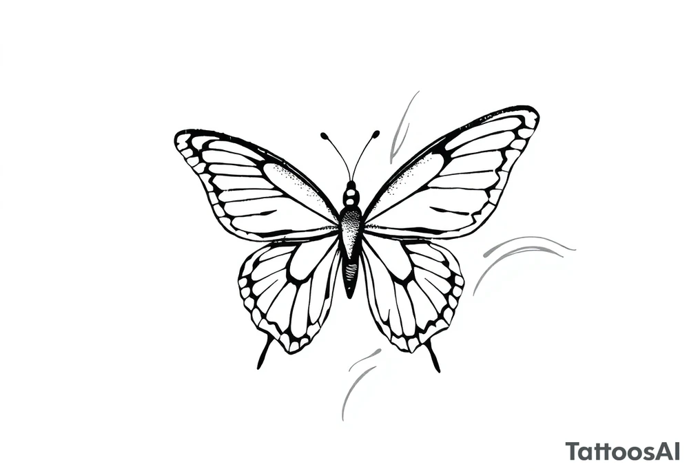 a butterfly half side with womans face tattoo idea