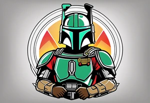 American Eskimo dog, dressed like boba fett tattoo idea