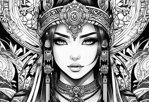 neo-tribal anime girl tattoo idea