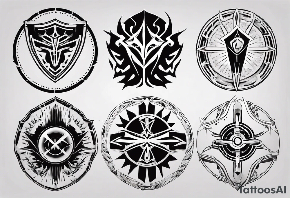 Shield symmetrical tattoo idea