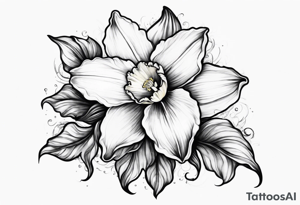 Daffodil birth flower chain tattoo idea