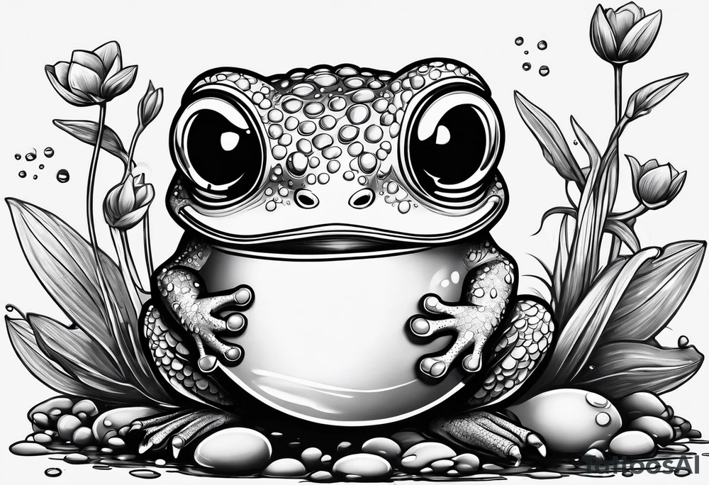 Baby grogu eating frog eggs tattoo idea