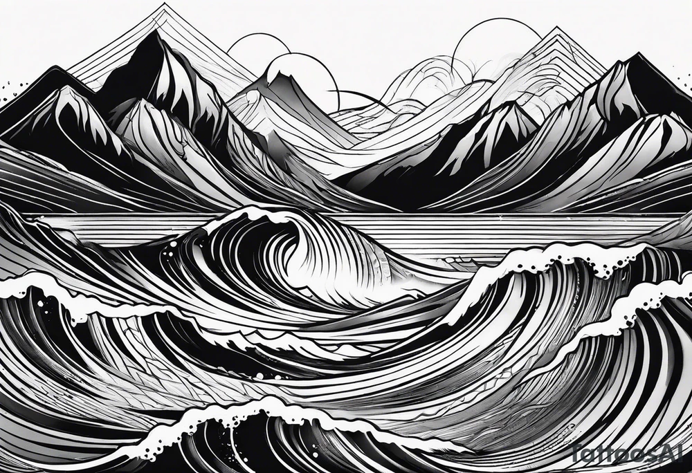 mountain and wave tattoo idea