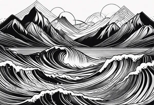 mountain and wave tattoo idea