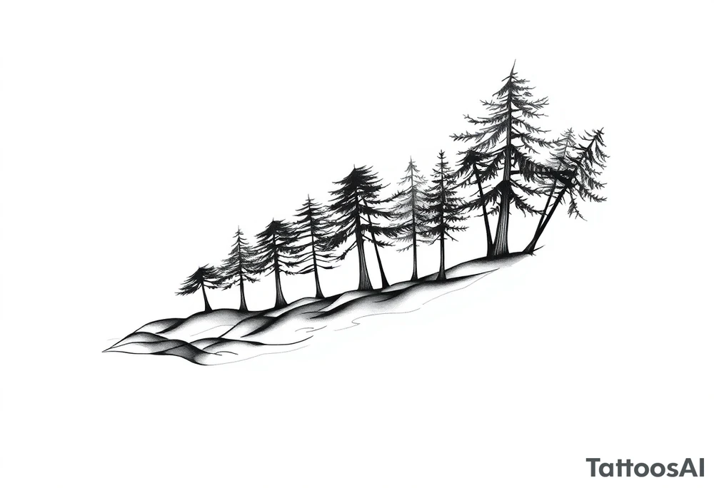Full are sleeve that starts with trees on the forearm tattoo idea
