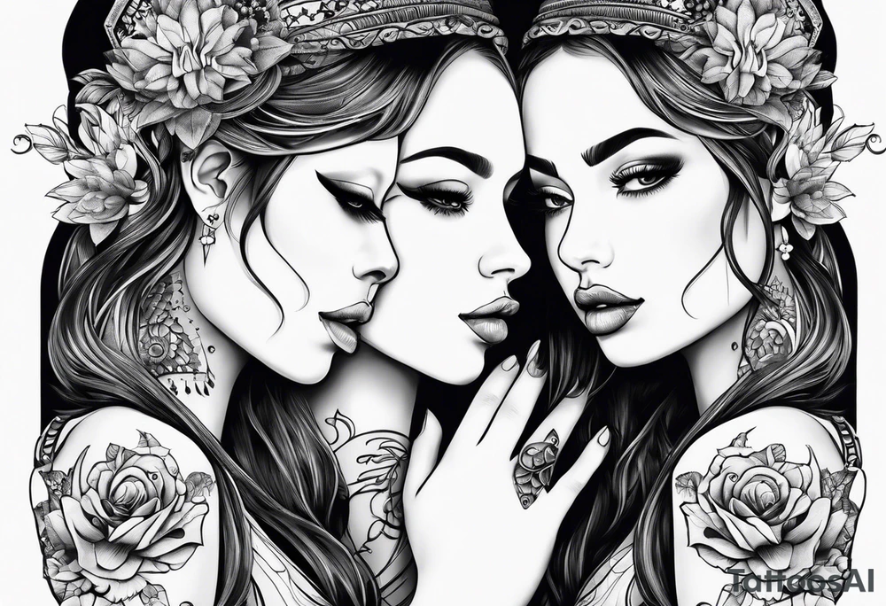 Sisters giving hands to each other tattoo idea