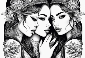 Sisters giving hands to each other tattoo idea