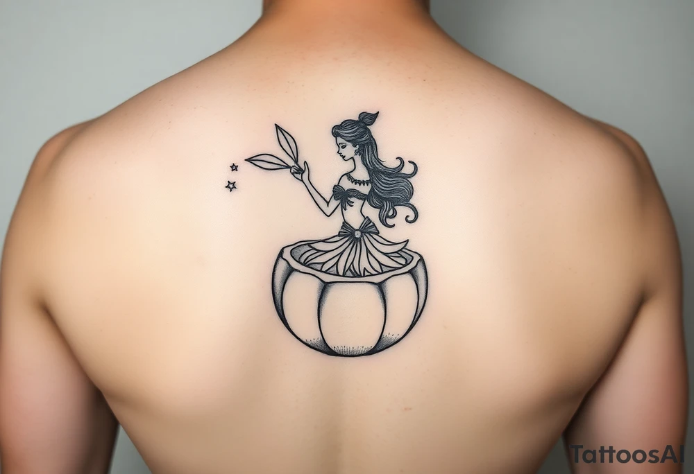 Simple lime in a coconut with a dancing girl tattoo idea