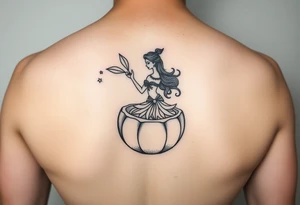 Simple lime in a coconut with a dancing girl tattoo idea