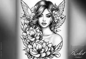 Kolibri mit Blumen tattoo idea