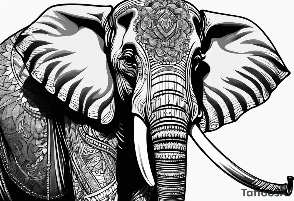 elephant smoking cigarette tattoo idea