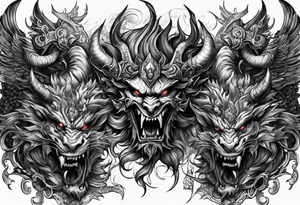 demons fighting tattoo idea