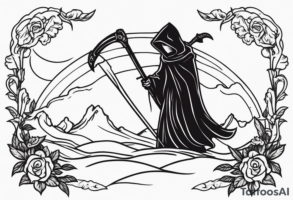 death with scythe and nightshade tattoo idea