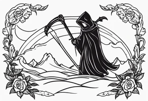 death with scythe and nightshade tattoo idea