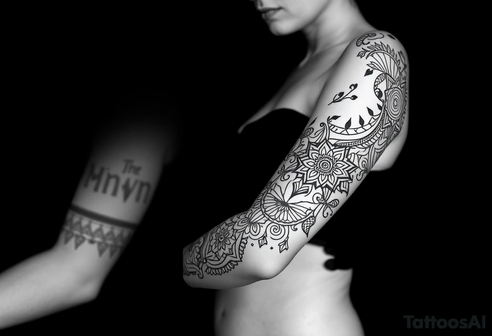 bold line dark shamanstyle tattoo idea