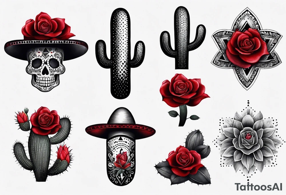 masonic
Mexican hat
red rose
day of dead
cactus tattoo idea