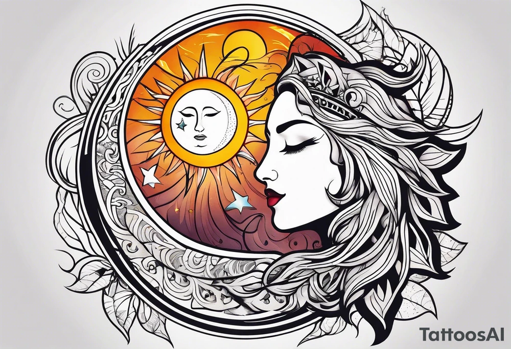 sun and moon tattoo idea