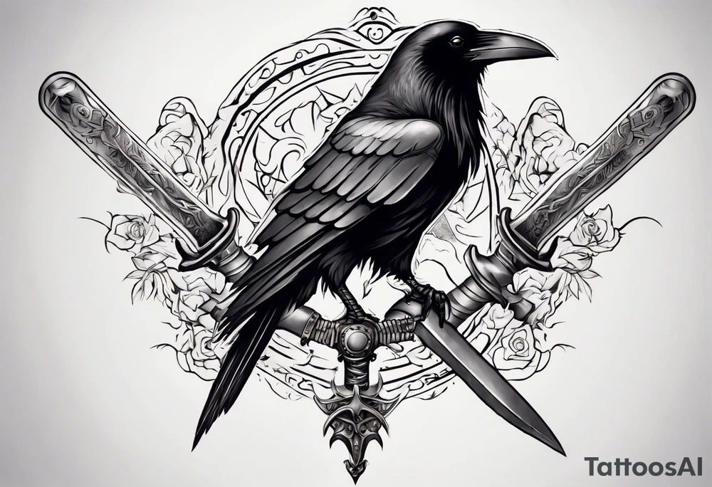 Raven with the sword tattoo idea