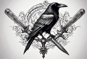 Raven with the sword tattoo idea