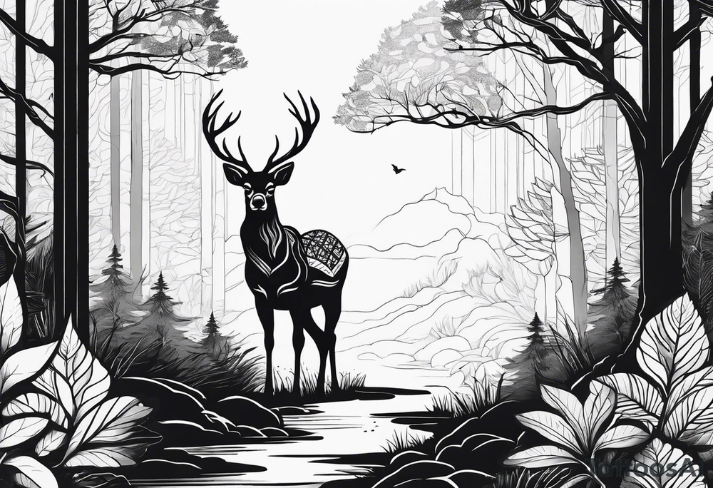 Abstract Deer in forest. Tattoo should be on forearm tattoo idea