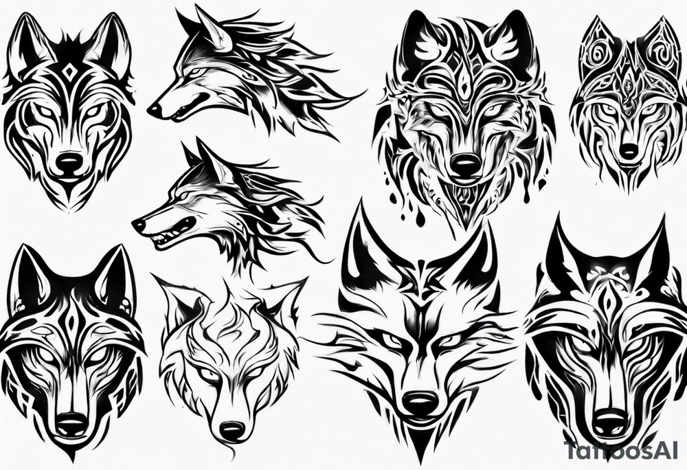 wolf with burning eyes tattoo idea