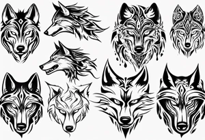 wolf with burning eyes tattoo idea
