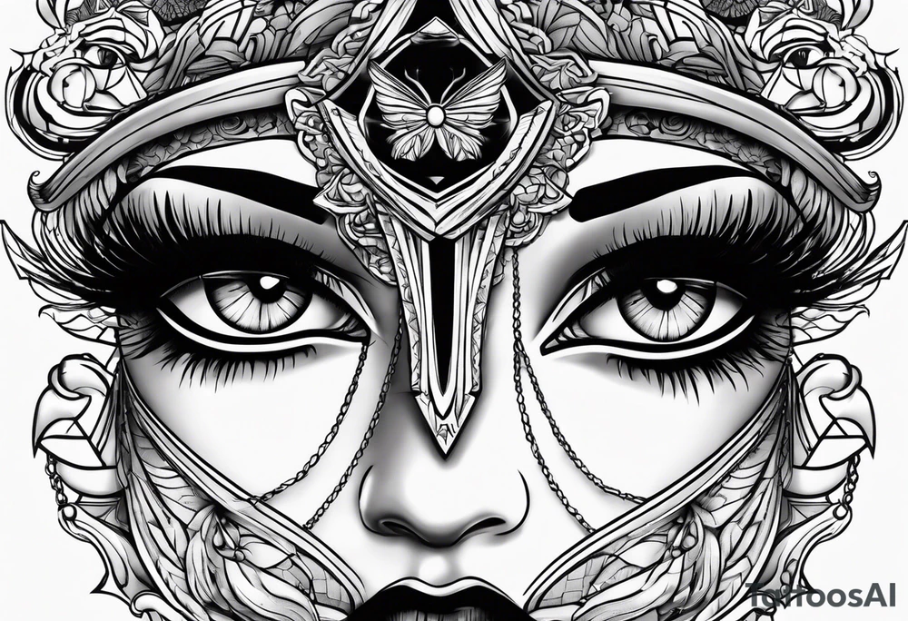 Themis eyes covered with cloth tattoo idea