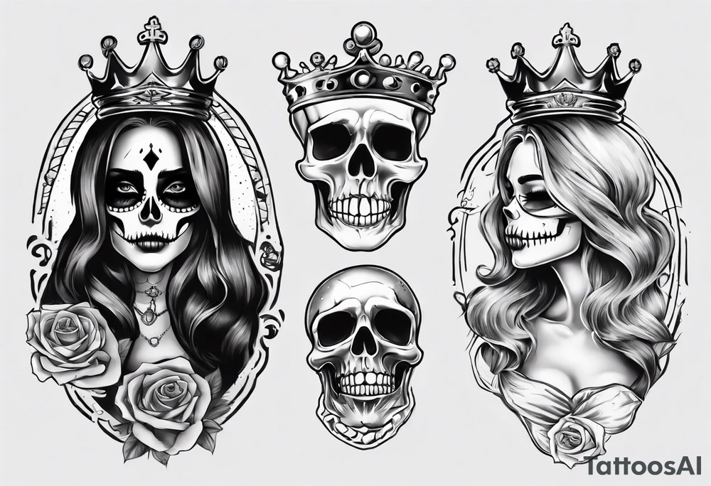 santa la muerta with money and crown
on the card tattoo idea
