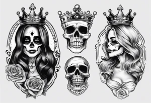 santa la muerta with money and crown
on the card tattoo idea