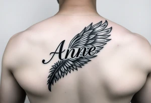 the name Anne in a phoenix feather tattoo idea