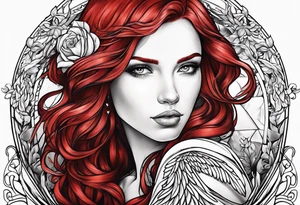 beautiful red hair angel girl tattoo idea