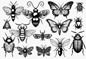 Variety of Bugs flash sheet tattoos tattoo idea