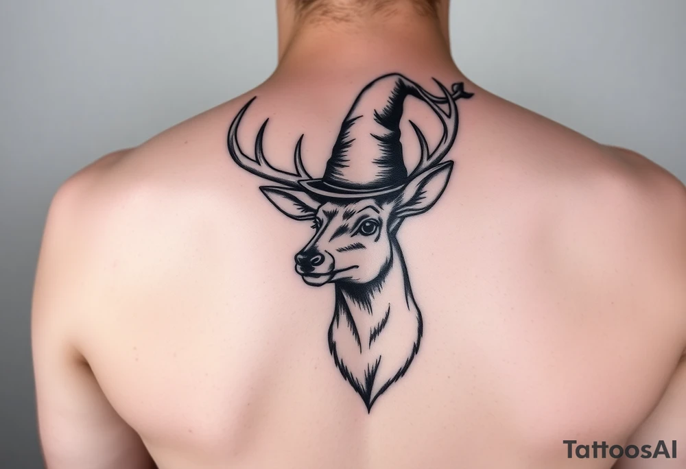 Deer wearing a magic hat tattoo idea