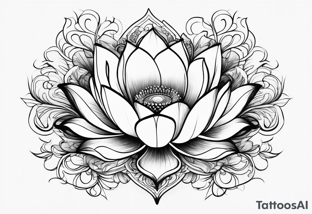 lotus, line art tattoo idea
