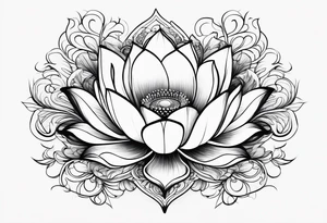 lotus, line art tattoo idea