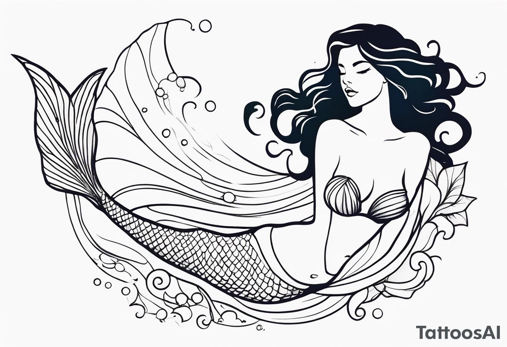 create a sketch of a minimalist mermaid tattoo tattoo idea