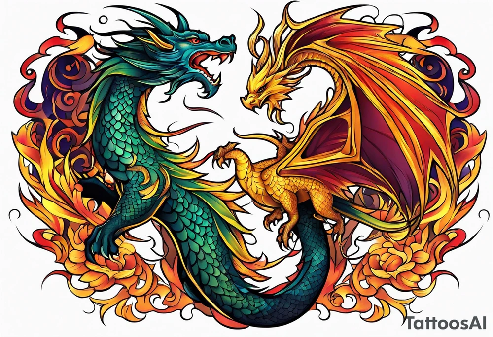 dragon and phoenix tattoo tattoo idea