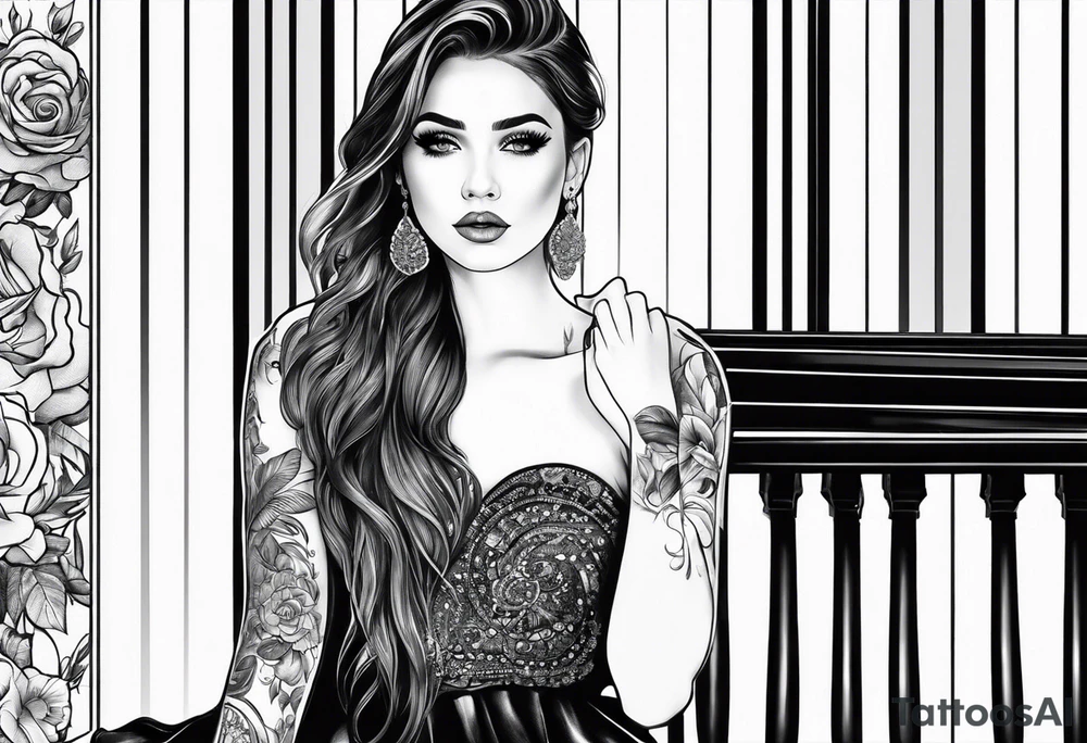 piano music girl tattoo idea