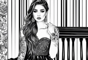 piano music girl tattoo idea