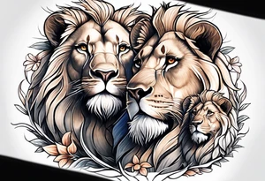 Father lion with two cub lions tattoo idea