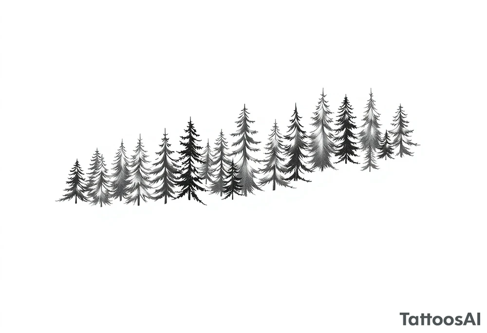 Coniferous forest tattoo sleeve black and gray tattoo idea Coniferous forest tattoo sleeve black and gray tattoo idea
