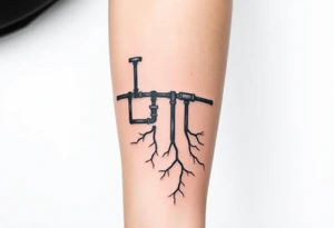 System of pipes that transitions and transforms at the end into veins of forearm tattoo idea