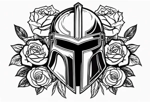 spartan helmet with roses tattoo idea