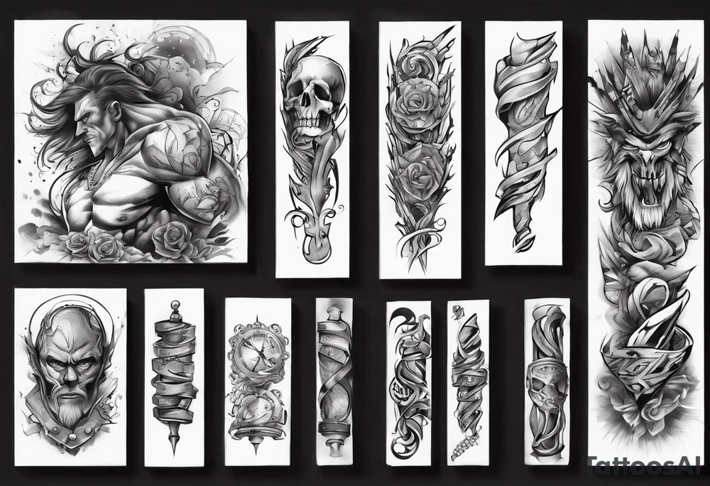 Manly arm sleeve, not mainstream, tattoo idea