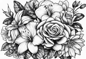 Rose orchid lily marigolds hydrangeas begonia dog wood gerber daisies tattoo idea