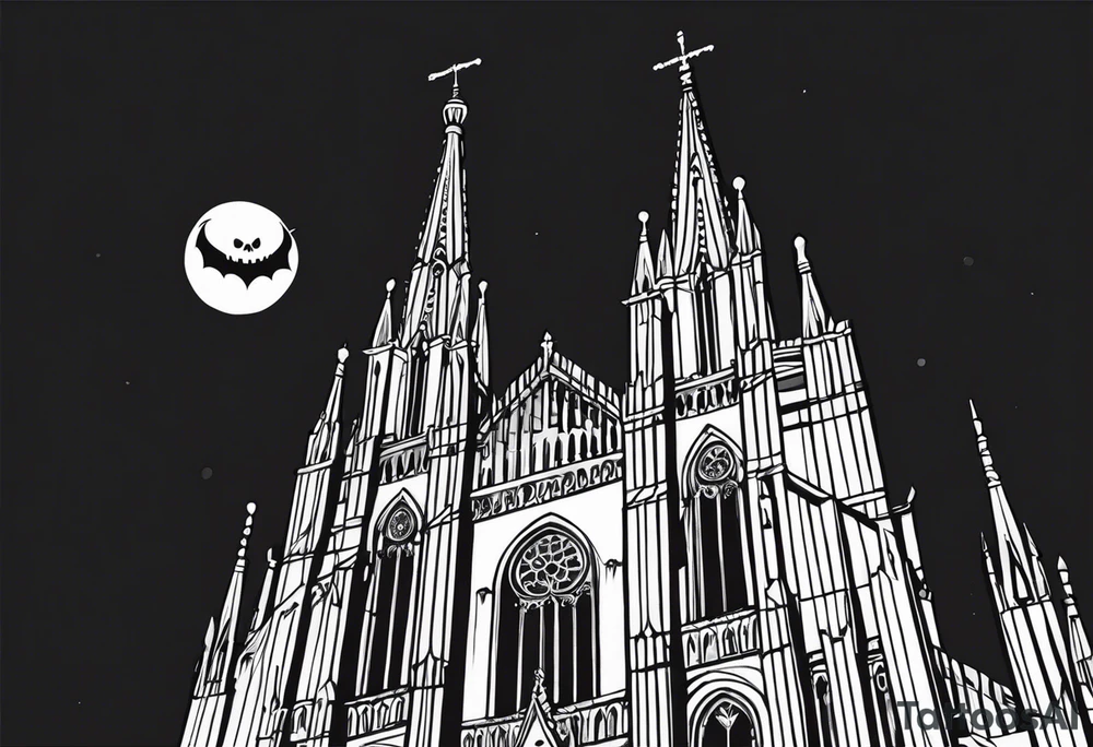 jack skellington on the spire of the Milan cathedral tattoo idea