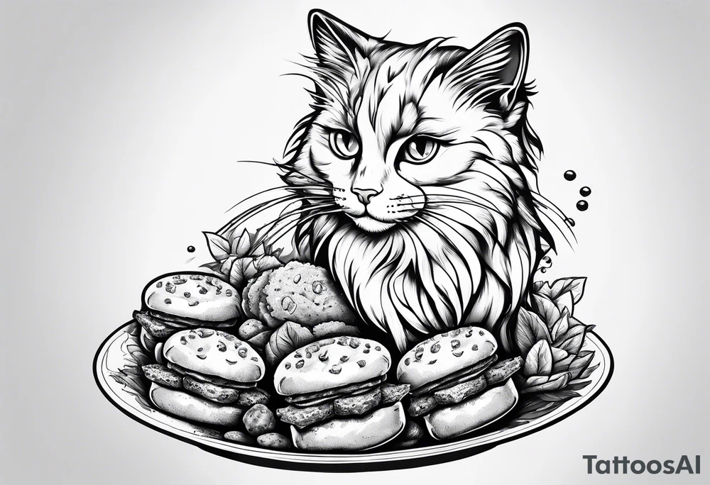 Cat riding a chicken nugget tattoo idea